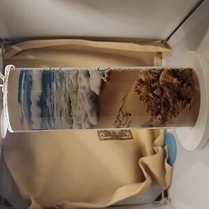 Handcrafted Beach theme tumbler and topper (customized with your name)